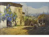 Armeno Mattioli, View of a Farmyard, 1920, oil on panel