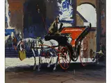 Michele Ortino, View of Florence with Carriage and Coachman, 1914, oil on canvas