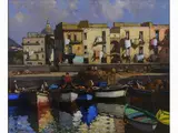 Edoardo Pizzirani, View of Pozzuoli 1975, 1915, oil on faesite