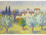 Tuscan Landscape by Dino Migliorini, 1907, oil on faesite, offered Nov 2017