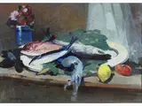 Still Life with Fish by Renato Natali, 1883, oil on panel, offered Nov 2017