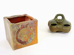 Lot by Galileo Chini, 1873, un cachepot quadrato in ceramica smaltata a lustro, offered Oct 2017