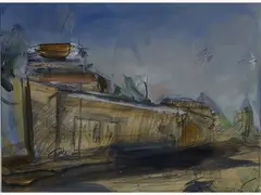 View of a Street 1983 by Folco Chiti Batelli, 1932, mixed media on cardboard, offered Oct 2017