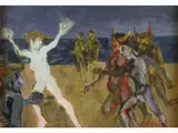 Renzo Grazzini, Seascape with Figures and Satyrs, 1912, oil on panel