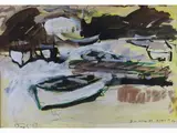 Bruno Paoli, Seascape with Boats 1969 and Figures 1972