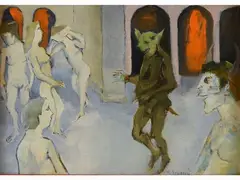 Interior View with Figures and Satyrs by Renzo Grazzini, 1912, oil on panel, offered Oct 2017