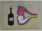 Guido Peyron, Still Life with Bottle and Pipe, 1898, oil on canvas laid on panel