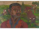 Tribute to Ligabue by Beppe Serafini, 1915, oil on carved cardboard, offered Oct 2017