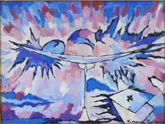 Composition by Voltolino Fontani, 1920, oil on faesite, offered Oct 2017
