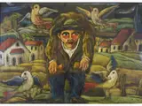Scarecrow by Beppe Serafini, 1915, oil on carved cardboard, offered Oct 2017