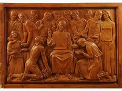 Feeding The Multitude by Mario Moschi, 1896, terracotta high-relief plaque, offered Oct 2017