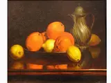 Joseph Jost, Still Life with Oranges, Lemons and Jug, 1875, oil on panel