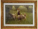 Guido Dolci, Shepherdess with Child and Herd, 1880, oil on panel