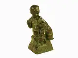Renato Bertelli, Child with Rabbit, 1900, patinated terracotta figural group
