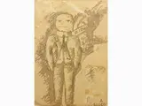 Caricature of Attilio Vallecchi by Ottone Rosai, 1895, ink on paper laid on cardboard, offered Oct 2017