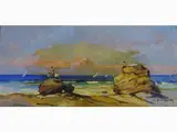 Seascape with Figures by Cafiero Filippelli, 1889, oil on panel, offered Oct 2017