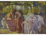 Laundresses 1910 by Ludovico Tommasi, 1866, oil on panel, offered Oct 2017
