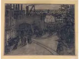 Leonardo Dudreville, View of a City with Figures, 1885, charcoal on paper