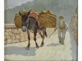 Giulio Falzoni, View of a Country Street with Figure and Donkey