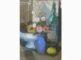 Ermanno Toschi, Still life with Bottle and Flowers in a Vase
