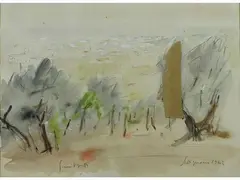 View of Settignano 1942 by Gianni Vagnetti, 1898, mixed media on paper, offered Jul 2017