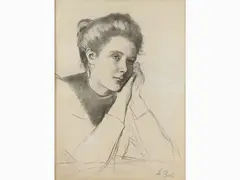Luigi Bechi, Portrait of a Woman, 1830, charcoal on paper laid on cardboard