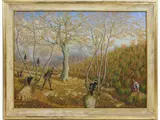 Dante Vincelles, Hunting Scene, 1884, oil on canvas With label on reverse