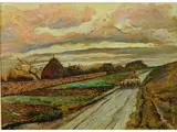 Country Street with Shepherd and Herd by Gino Romiti, 1881, oil on faesite, offered May 2017