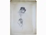 Giovanni Boldini, Two Studies for a Portrait of a Woman, 1842, charcoal on paper With stamp of Atelier Boldini With inscription by his wife on reverse: n°