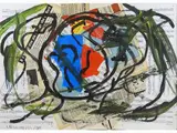 Arturo Carmassi, Composition with Sheets Music 1981, 1925, mixed media and collage on cardboard With Author's authentication on photo