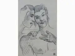 Thayaht, Two Friends, 1893, charcoal on paper