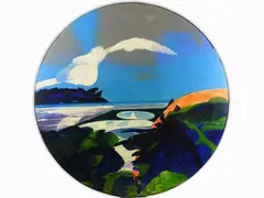 Seascape by Fernando Farulli, 1923, oil on circular panel, offered May 2017
