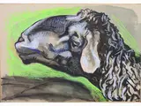 Renato Guttuso, Study for The Head of a Sheep, 1911, mixed media on paper laid on canvas