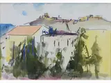 Landscape by Sergio Scatizzi, 1918, mixed media on cardboard, offered May 2017