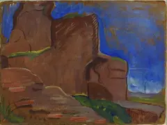 Landscape by Elisabeth Chaplin, 1890, tempera on cardboard Provenance: Galleria Michelucci, offered May 2017