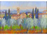 Tuscan Landscape by Dino Migliorini, 1907, oil on faesite, offered May 2017