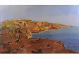 View of Nido dei Passeri in Sardinia by Angiolo Volpe, oil on cardboard, offered May 2017