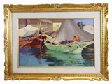 Boats by Carlo Domenici, 1898, oil on pane, offered May 2017