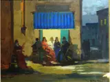 Nocturnal with Figures by Renato Natali, 1883, oil on faesite, offered May 2017