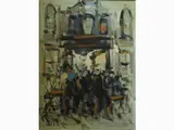 Alvaro Danti, View of a Church with Figures, 1911, oil on canvas