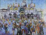 View of Piazza San Marco in Venice by Guido Borgianni, 1915, oil on canvas, offered May 2017