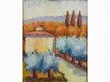 Tuscan Landscape by Dino Migliorini, 1907, oil on faesite, offered May 2017