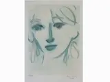 Primo Conti, Female Portrait and Birds 1970s/1980s, 1900, three lithographs