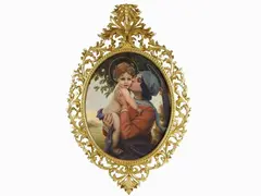 Madonna and Child by Albert Antoine Ponci, 1887, oil on oval canvas, offered May 2017