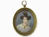 Giorgio Banchi, Two Miniatures, 1789, Portrait of a Lady with a Tortoise Shell Comb in Her Hair and Portrait of a Gentleman two oval miniatures on ivory