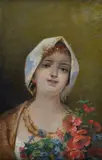 Domenico Forlenza, Girl with poppies, 1896, Signature and date lower left. & Nbsp;