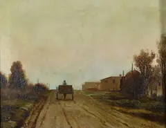 Road with cart by Edoardo Monteforte, Signature lower right., offered Feb 2021