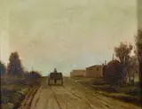 Edoardo Monteforte, Road with cart, Signature lower right.