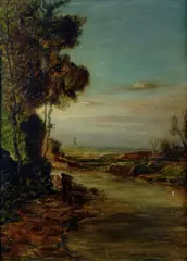 Peace time by Antonio Fontanesi, Sign at the bottom to the left. On the reverse: signature, offered Feb 2021