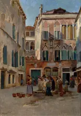 Campiello in Venice by Alphons Hollaender, Sign at the bottom to the left., offered Feb 2021